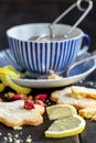 Italian cookies Canestrelli for tea. Royalty Free Stock Photo