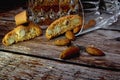 Italian cookies cantuccini with almonds traditional cookies from tuscany Royalty Free Stock Photo