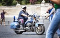 Italian cop policeman on motorcycles. Rome, Italy Royalty Free Stock Photo