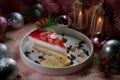 strawberry Cheese cake blueberry Xmas feast Royalty Free Stock Photo