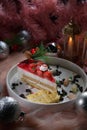 strawberry Cheese cake blueberry Xmas feast Royalty Free Stock Photo