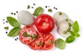 Italian cuisine concept - caprese salad ingredients isolated on white Royalty Free Stock Photo