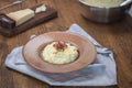 Classic risotto recipe on a rustic background