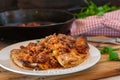 Italian cuisine filled pancakes with bolognese sauce Royalty Free Stock Photo