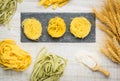 Italian Cuisine Green and Yellow Tagliatelle Pasta Royalty Free Stock Photo