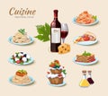 Italian cuisine icons set