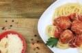 Spaghetti pasta with meatballs, tomato sauce. Royalty Free Stock Photo