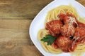 Spaghetti pasta with meatballs, tomato sauce. Royalty Free Stock Photo