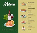 Italian cuisine restaurant menu. Vector design
