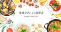 Italian cuisine top view frame. Menu design template Royalty Free Stock Photo
