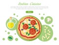 Italian Cuisine Web Banner. Pizza with Tomatoes