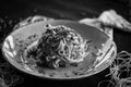 Italian delicious bolognese spaghetti with fresh ingredients, meat & spices Royalty Free Stock Photo