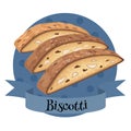 Italian dessert biscotti. Colorful vector illustration of almond biscuit cookies Royalty Free Stock Photo