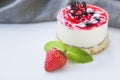 Italian dessert panna cotta with strawberries