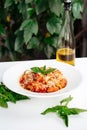 Italian meatballs spaghetti pasta with white wine Royalty Free Stock Photo