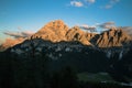 Italian dolomite at sunset in Trentino alps, Italy, Sudtirol