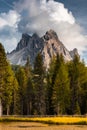 Italian Dolomites Dramatic Peaks at Lake Antorno at Fall Season