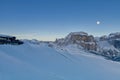 Italian Dolomites in Winter from Val di Fassa Ski Area, Trentino-Alto-Adige region, Italy Royalty Free Stock Photo