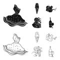Italian dress, gelato, pinocchio, goddess of love. Italy set collection icons in black,outline style vector symbol stock Royalty Free Stock Photo