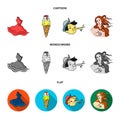 Italian dress, gelato, pinocchio, goddess of love. Italy set collection icons in cartoon,flat,monochrome style vector