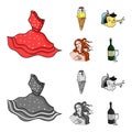 Italian dress, gelato, pinocchio, goddess of love. Italy set collection icons in cartoon,monochrome style vector symbol Royalty Free Stock Photo