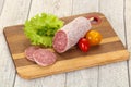 Italian dry Saliami pork sausage