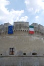 Italian and E.U. Flags on Acaya Castle Royalty Free Stock Photo