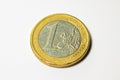 Italian euro coins on white background - closeup image