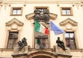 Italian and European flags