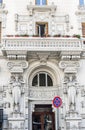 Italian facade in Via XX Settembre. Genova. Liguria, Italy.