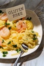 Italian Fettuccine Alfredo Shrimp Royalty Free Stock Photo