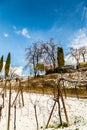 Italian fields with snow