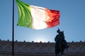 Italian flag of Altare della Patria monument, Rome, Italy Royalty Free Stock Photo