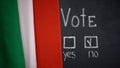 Italian flag on background, no answer marked in vote, social opinion poll