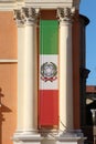 Italian flag banner with ionic columns