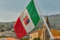 Italian flag with Bastia cityscape. Corsica, France Royalty Free Stock Photo
