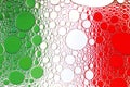 Italian flag. Close up of oil drop on water surface. Royalty Free Stock Photo