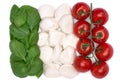Italian flag colors from food and vegetables Royalty Free Stock Photo