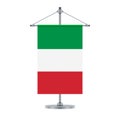 Italian flag on the cross metallic pole, vector illustration