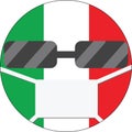 Italian flag emoticon wearing a medical mask to protect from SARS, coronavirus, bird flu and other viruses, germs and bacteria and