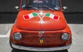 Italian flag on a Fiat car at a week end event