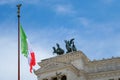 Italian Flag flies in front of the Monument Vittoriano at Piazza Venezia Royalty Free Stock Photo