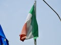 Italian flag flying n Monteveglio Royalty Free Stock Photo