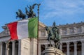 Italian flag in front of the Monument to Victor Emmanuel II, Rome, Italy Royalty Free Stock Photo