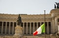 Italian flag on half mast in front of The Vittoriano