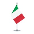 Italian flag hanging on the metallic pole, vector illustration