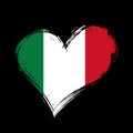 Italian flag heart-shaped grunge background. Vector illustration. Royalty Free Stock Photo