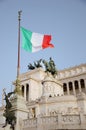 Italian flag near Piazza Venezia Rome, Italy. Capitoline Royalty Free Stock Photo