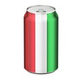 Italian flag painted on the drink metallic can. 3D rendering