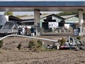 Italian floods aftermath petrol station devastated Royalty Free Stock Photo